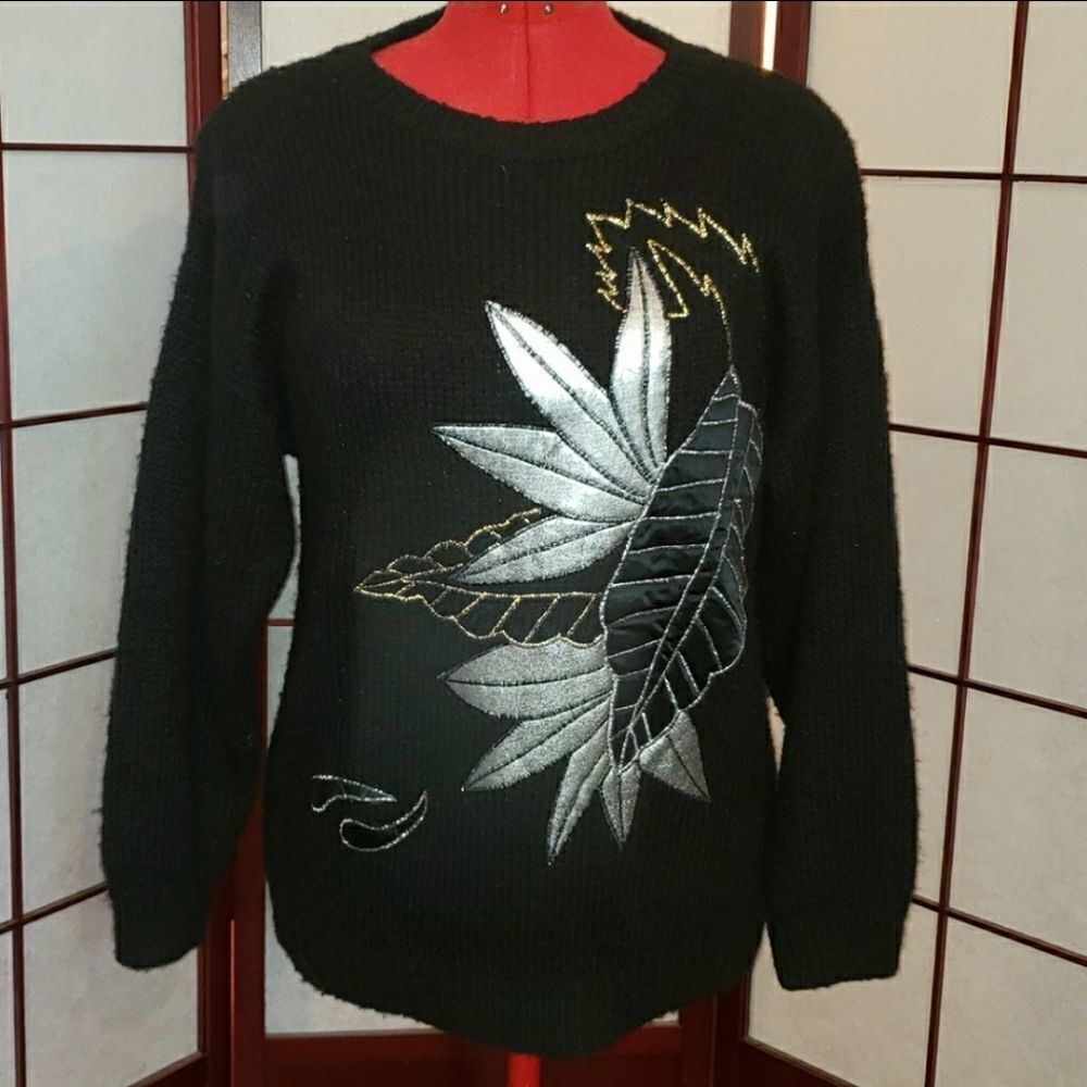 Carducci of California Black Metallic Gold & Silver Sweater
